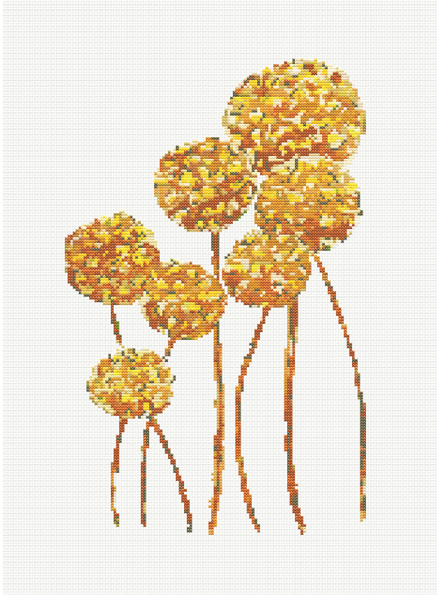 Golden Orbs - Billy Buttons Cross Stitch Pattern