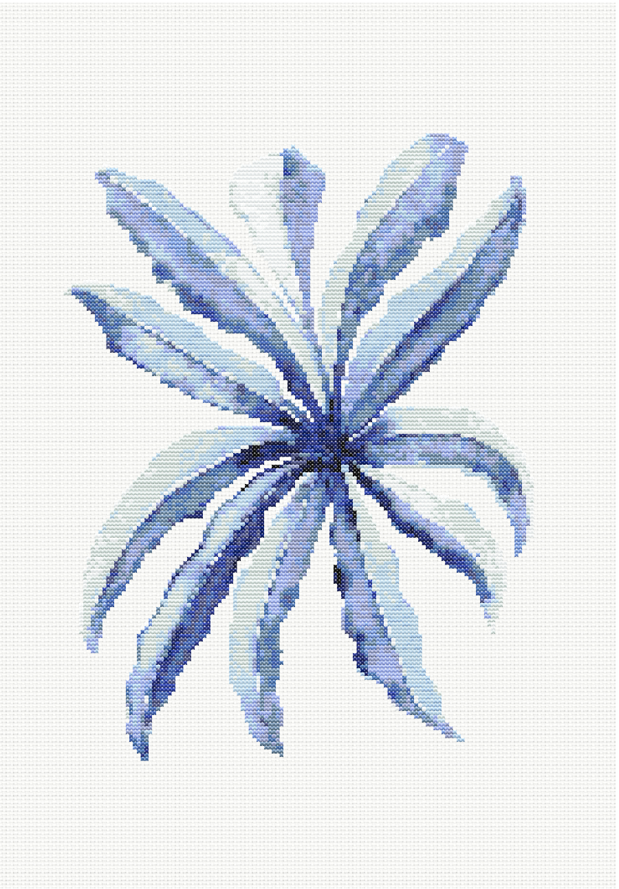 Blue Nest - Fern (Bird's Nest) Cross Stitch Pattern