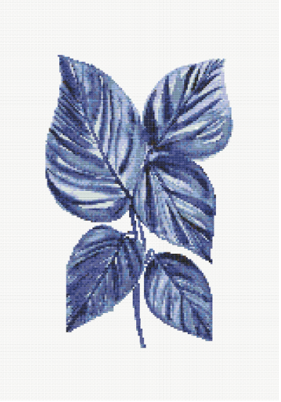 Blue Grace - Birkin Philodendron Cross Stitch Pattern
