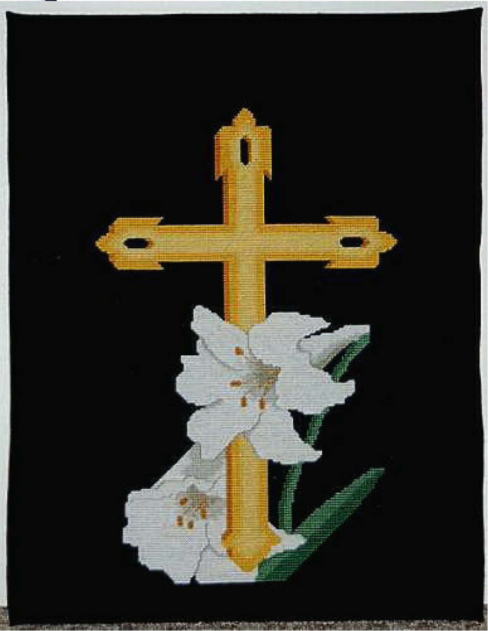 Cross with Lilies Cross Stitch Pattern