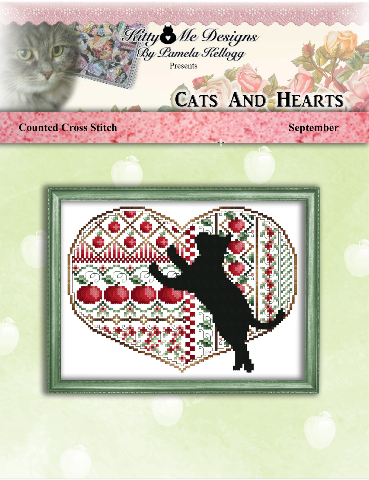 Cats And Hearts September Cross Stitch Pattern