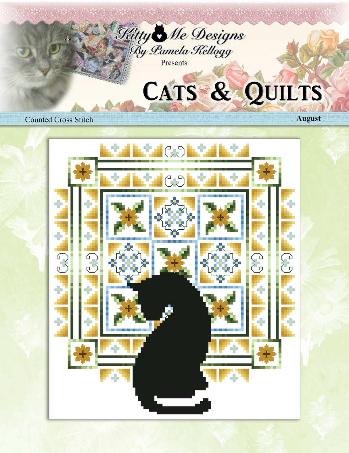 Cats and Quilts August Cross Stitch Pattern