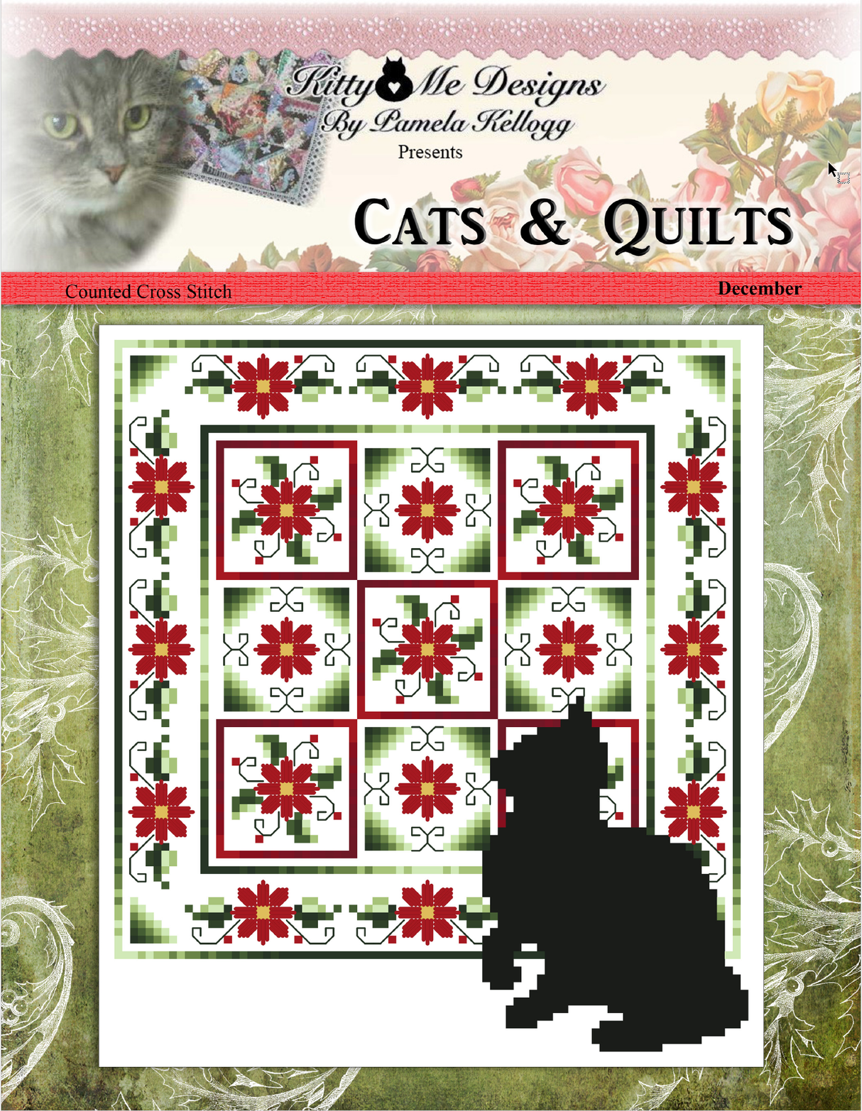 Cats and Quilts December Cross Stitch Pattern