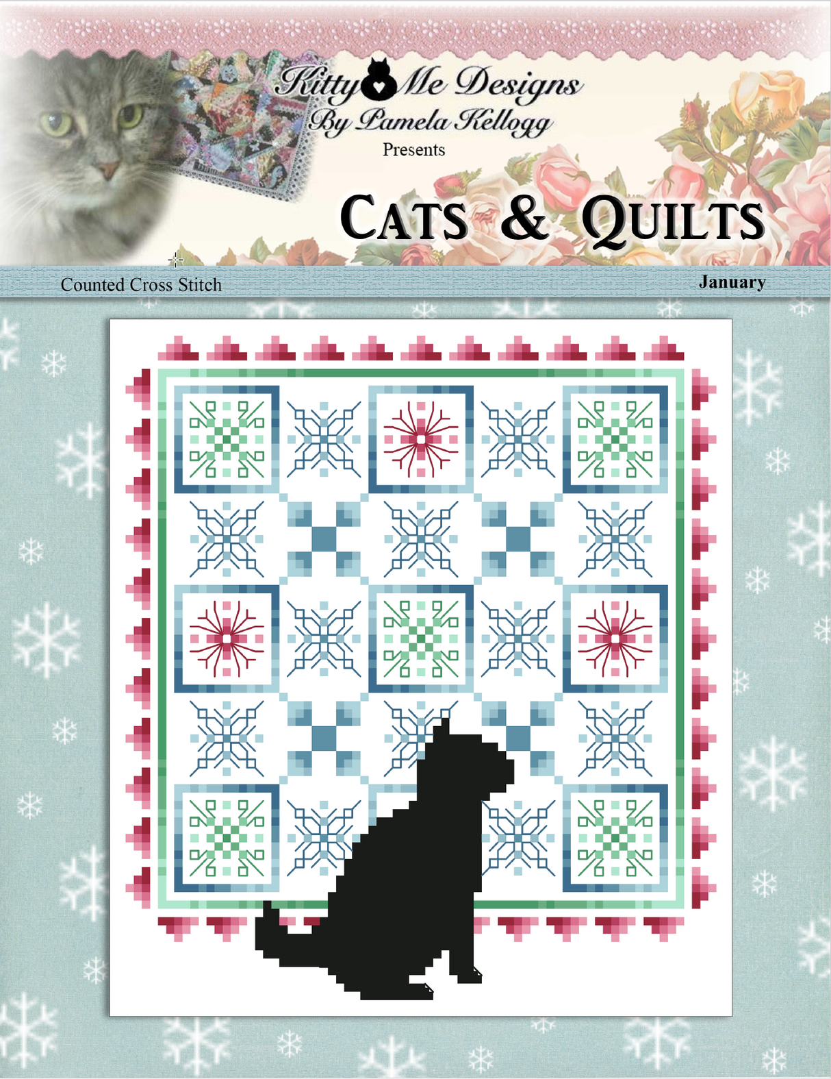 Cats and Quilts January Cross Stitch Pattern