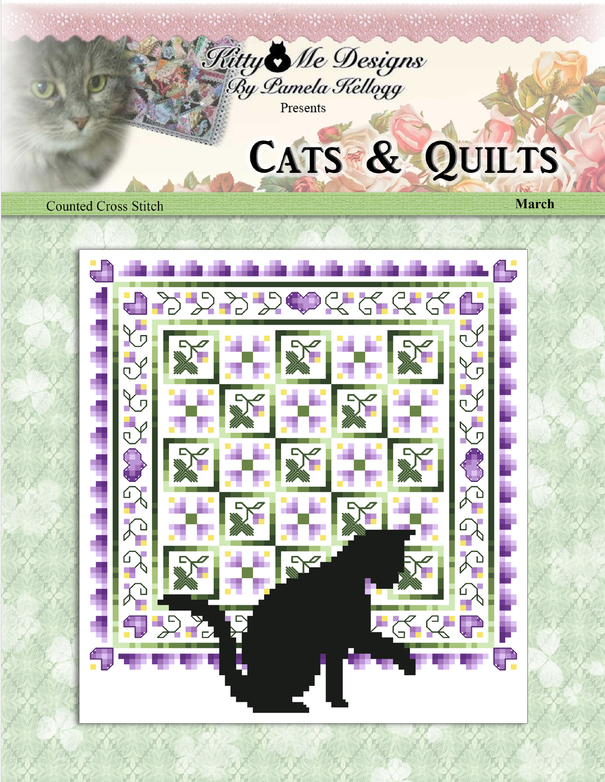Cats and Quilts March Cross Stitch Pattern
