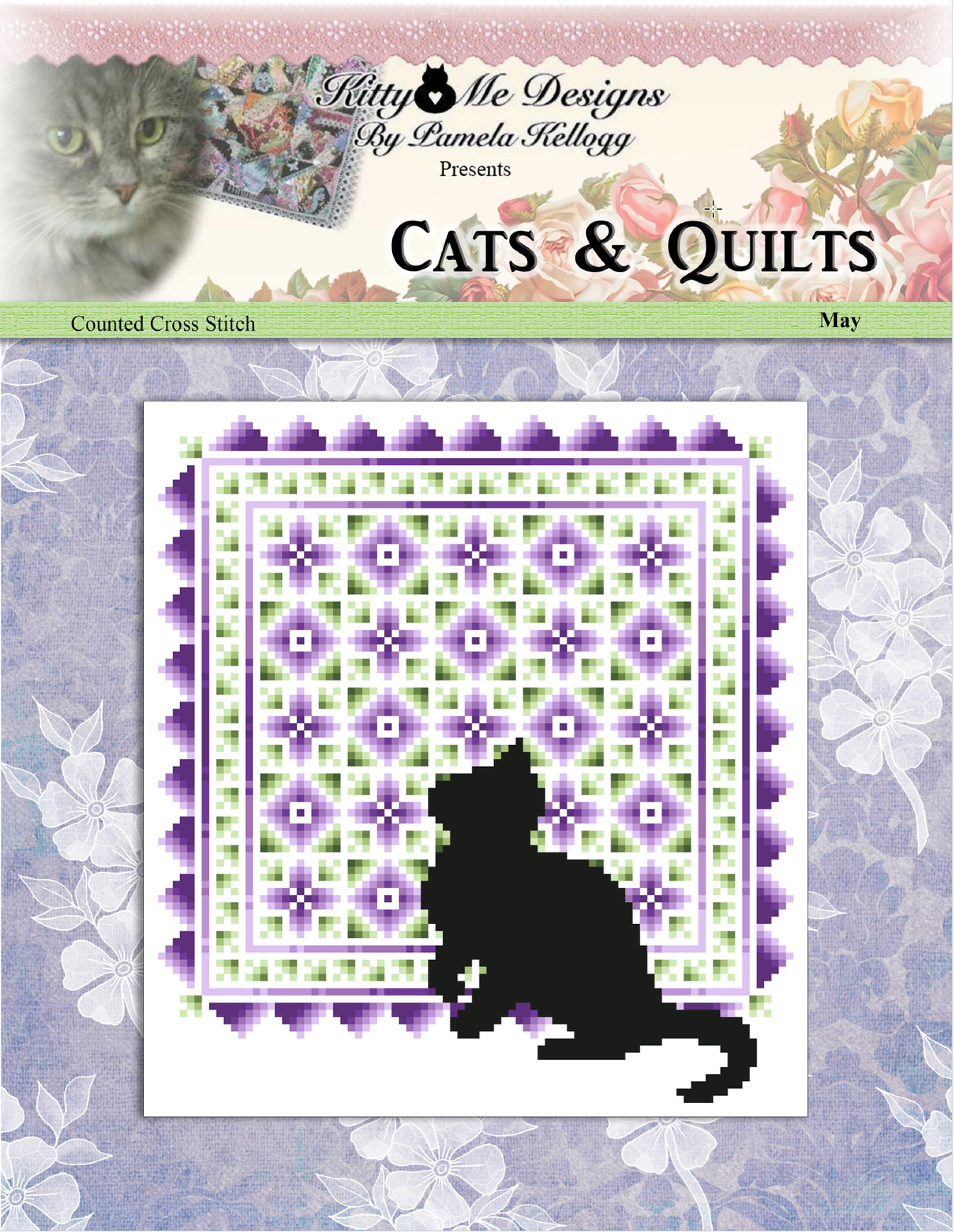 Cats and Quilts May Cross Stitch Pattern