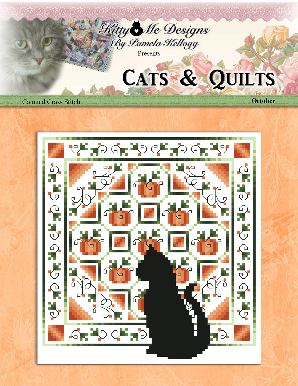 Cats and Quilts October Cross Stitch Pattern