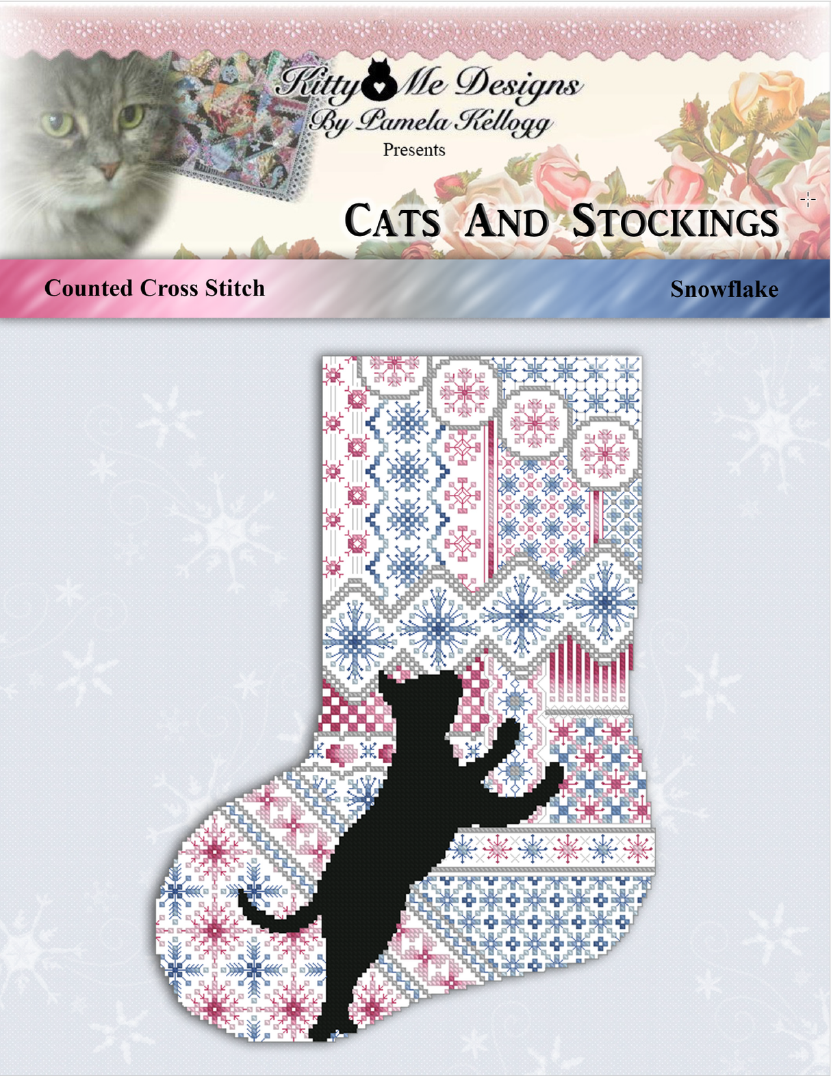 Cats And Stockings Snowflake Cross Stitch Pattern