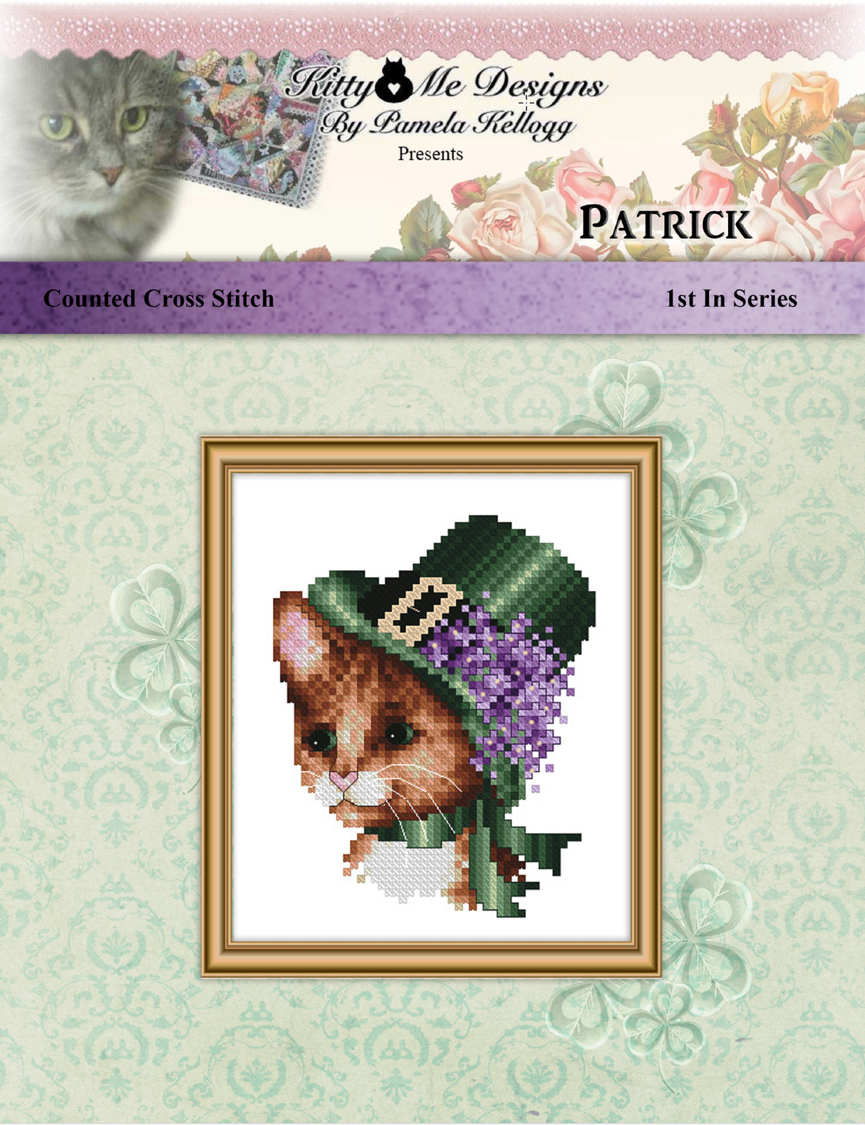 Seasonal Cats In Hats Patrick Cross Stitch Pattern