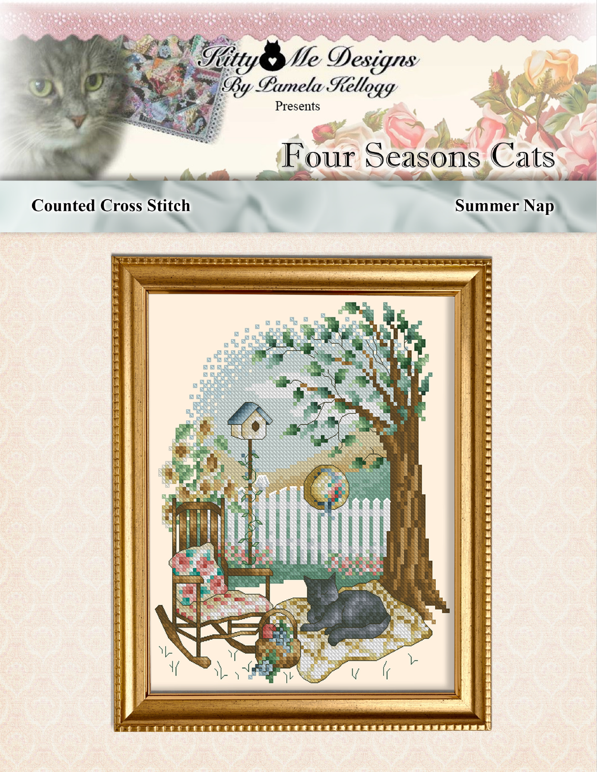Four Seasons Cat Series Summer Nap Cross Stitch Pattern