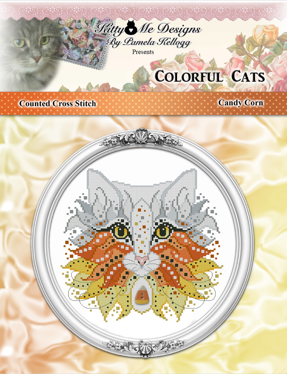 Colorful Cats Candy Corn Cross Stitch Pattern