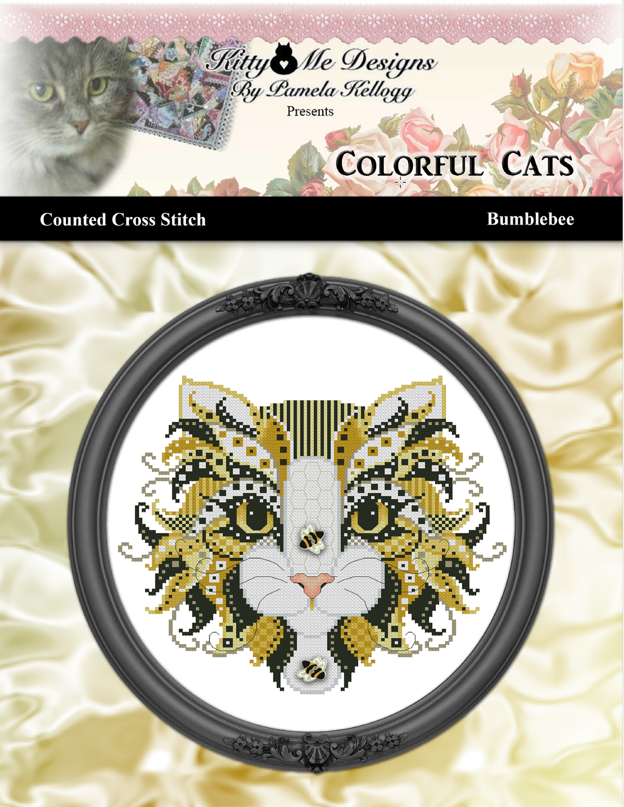 Colorful Cats Bumblebee Cross Stitch Pattern