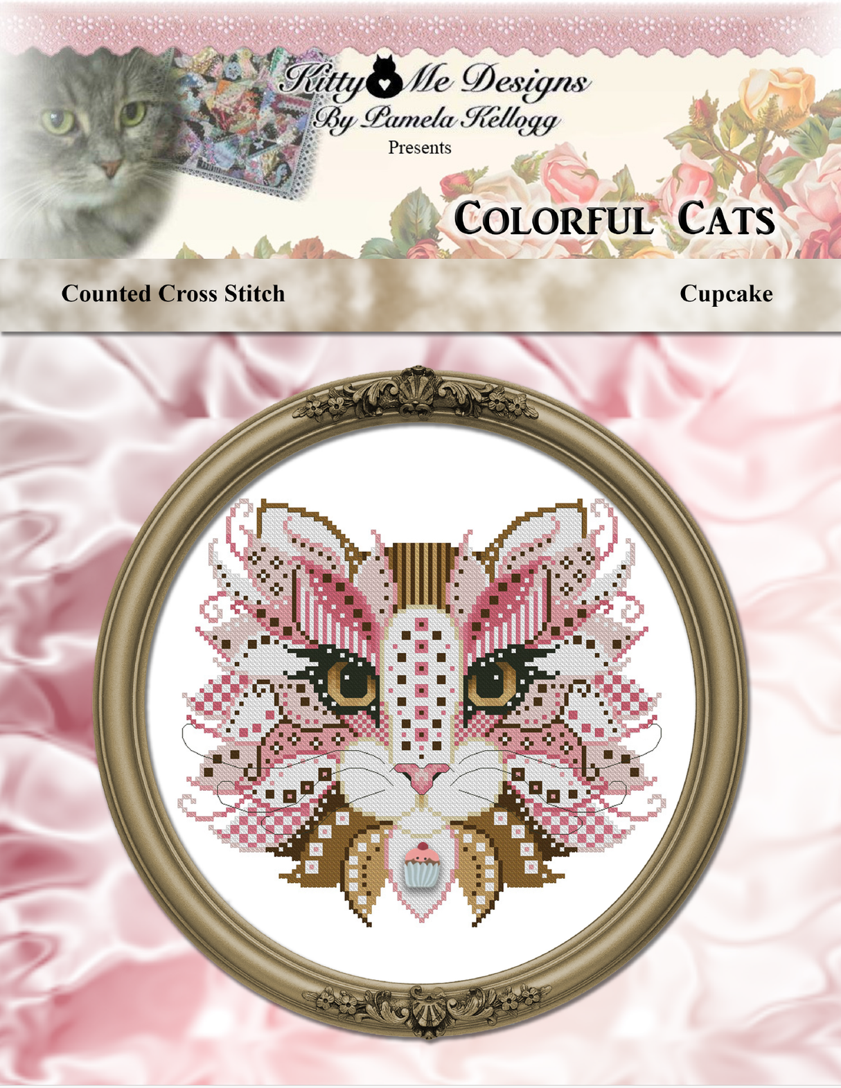Colorful Cats Cupcake Cross Stitch Pattern
