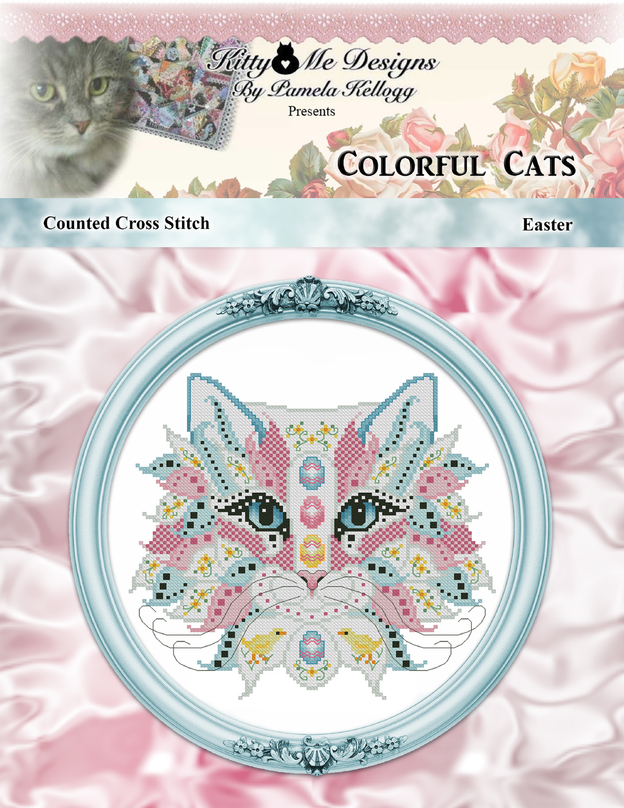 Colorful Cats Easter Cross Stitch Pattern