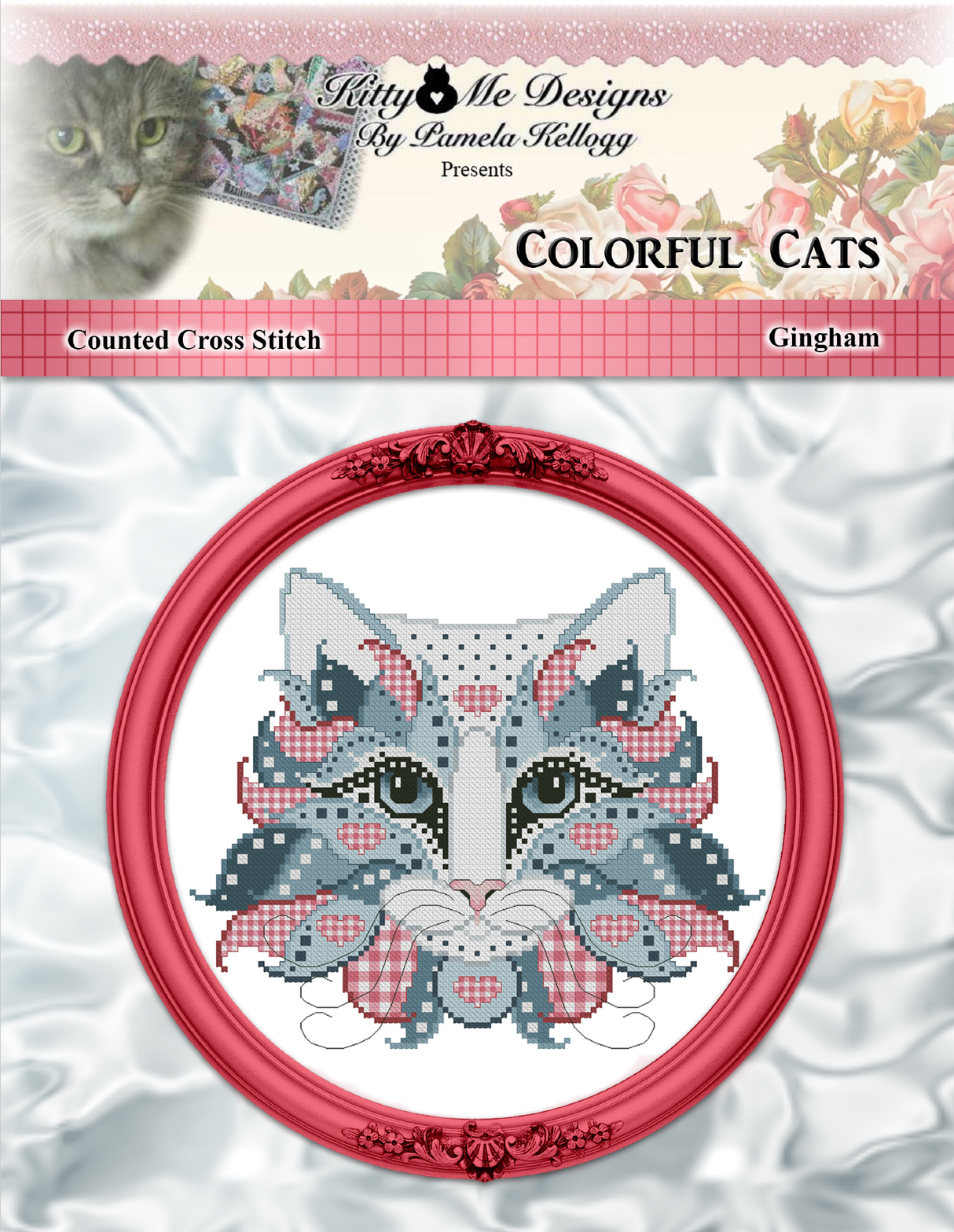 Colorful Cats Gingham Cross Stitch Pattern
