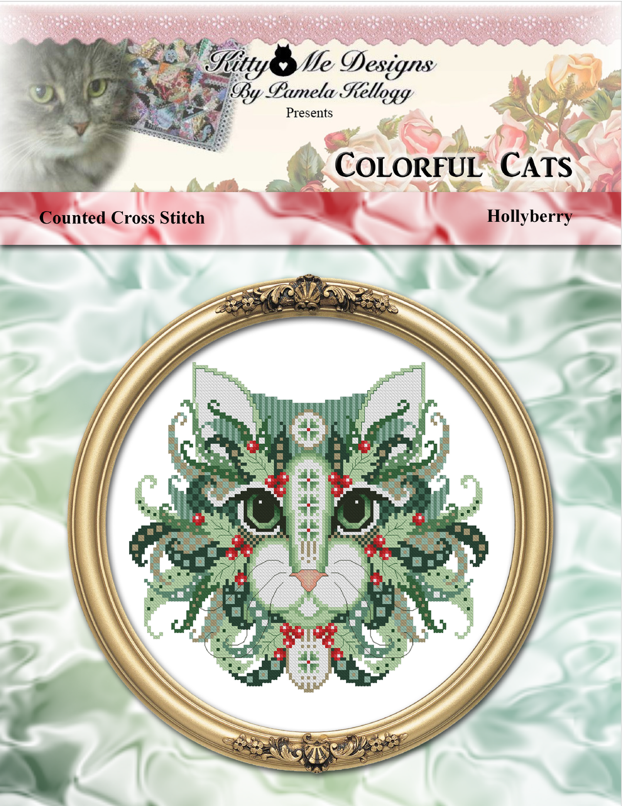 Colorful Cats Hollyberry Cross Stitch Pattern