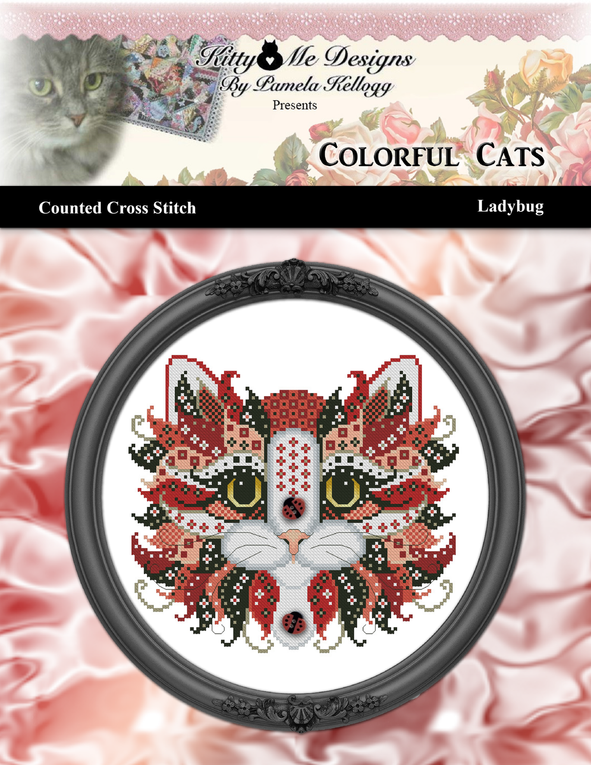 Colorful Cats Ladybug Cross Stitch Pattern