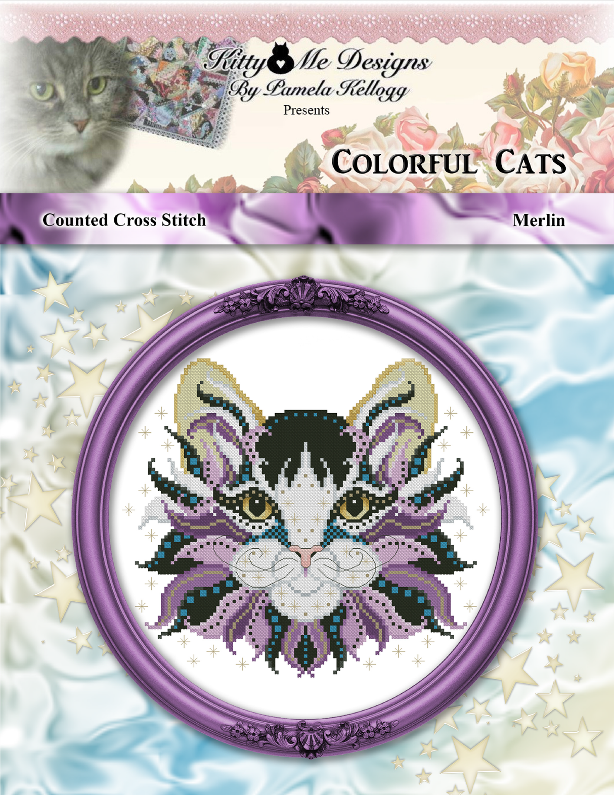 Colorful Cats Merlin Cross Stitch Pattern