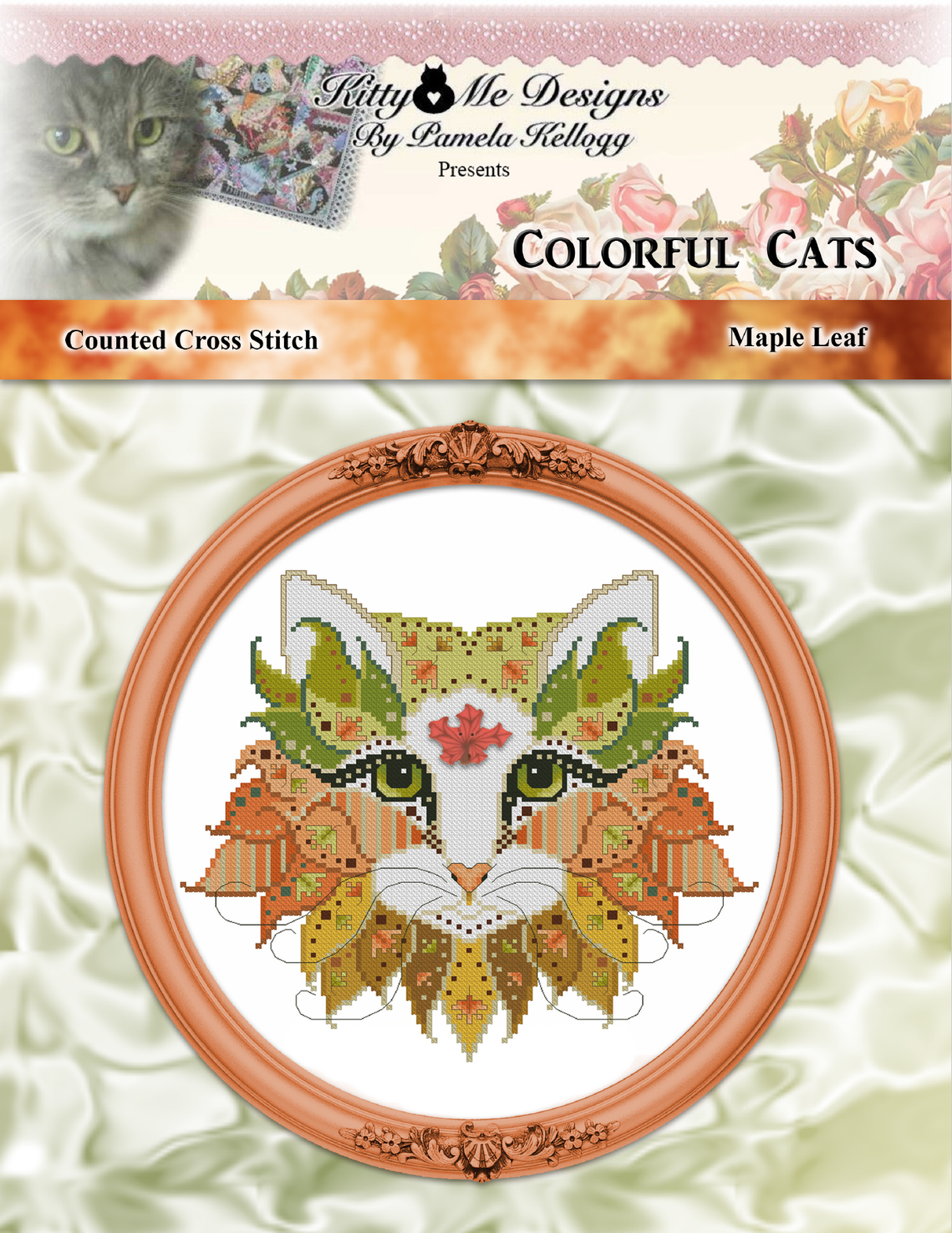 Colorful Cats Maple Leaf Cross Stitch Pattern