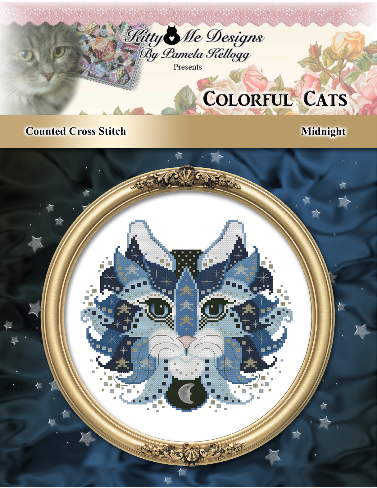 Colorful Cats Midnight Cross Stitch Pattern