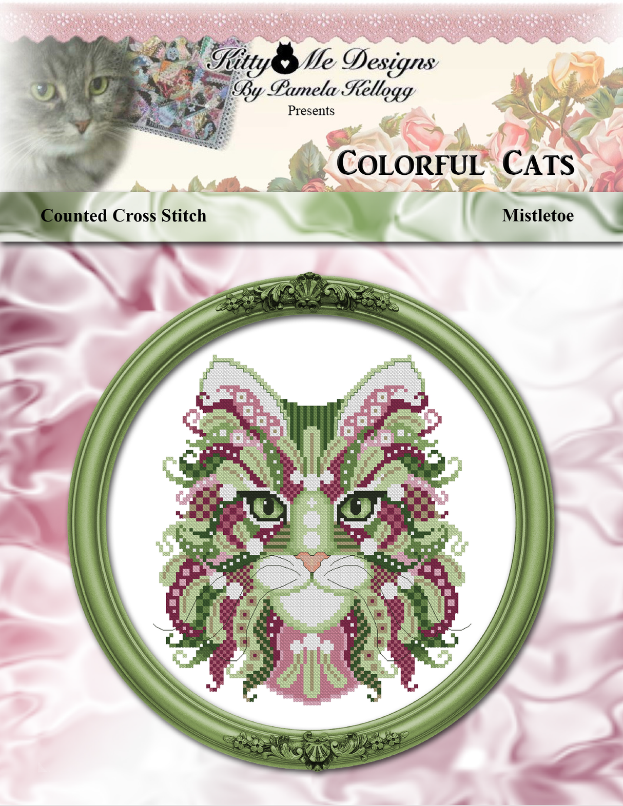 Colorful Cats Mistletoe Cross Stitch Pattern