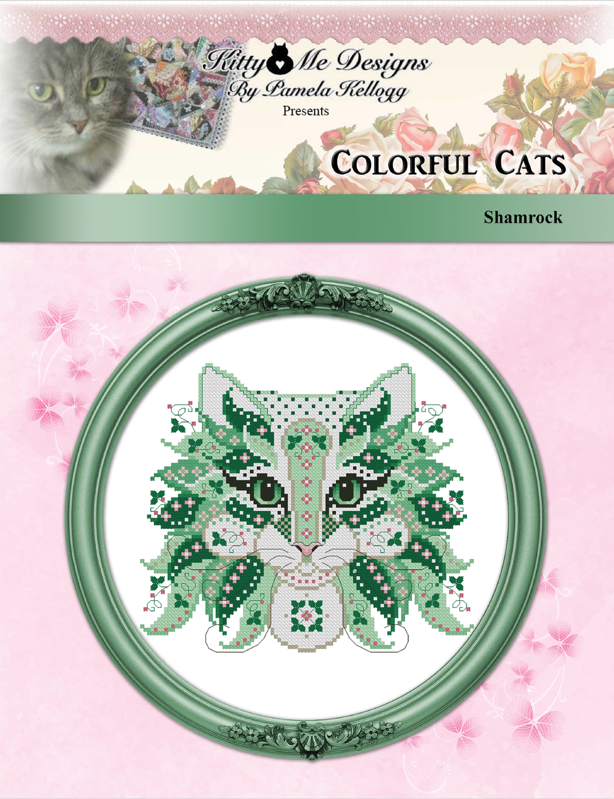 Colorful Cats Shamrock Cross Stitch Pattern
