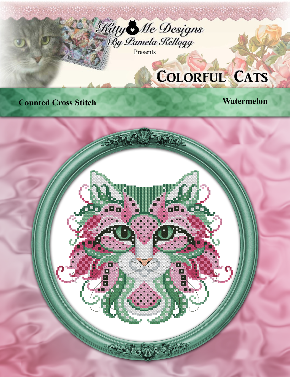 Colorful Cats Watermelon Cross Stitch Pattern