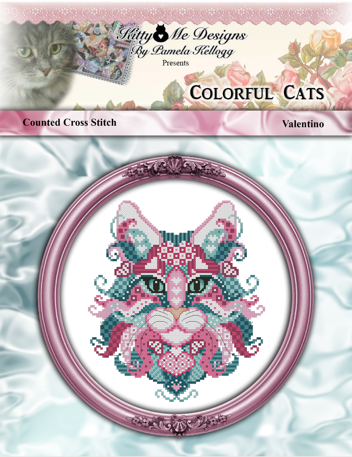 Colorful Cats Valentino Cross Stitch Pattern