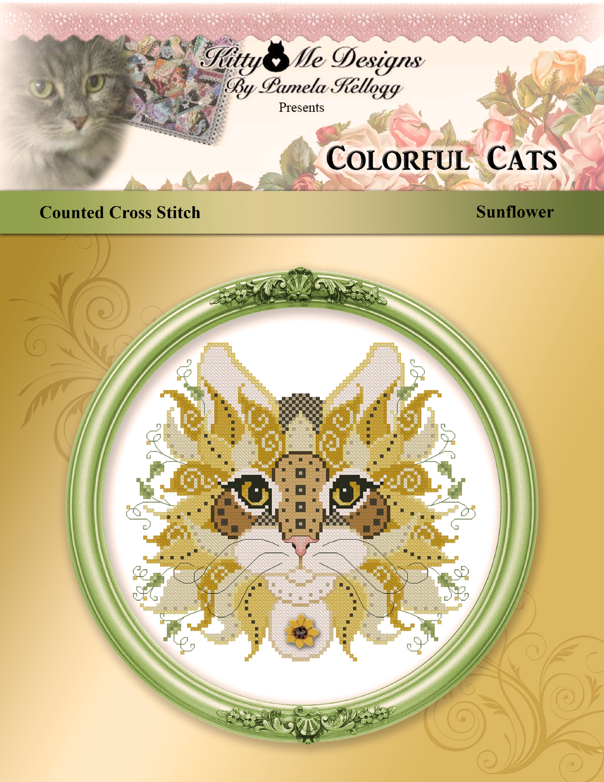 Colorful Cats Sunflower Cross Stitch Pattern
