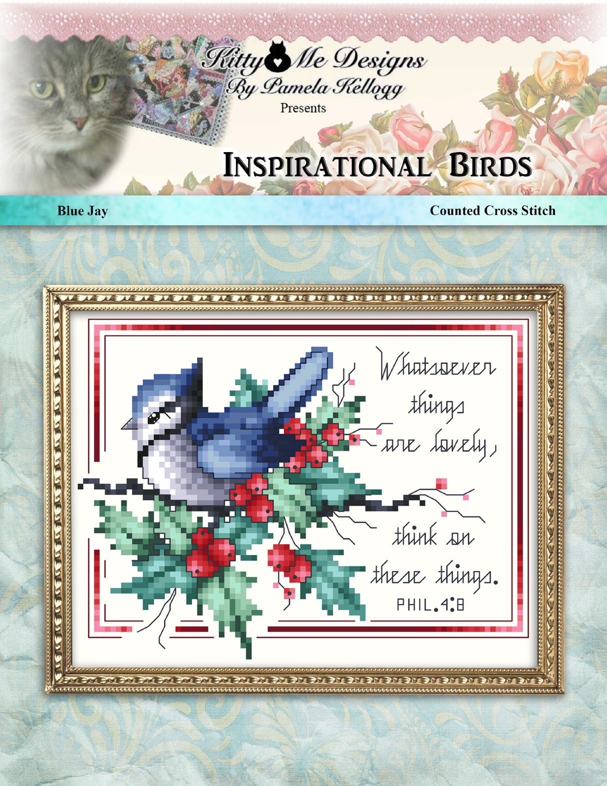 Inspirational Birds Blue Jay Cross Stitch Pattern