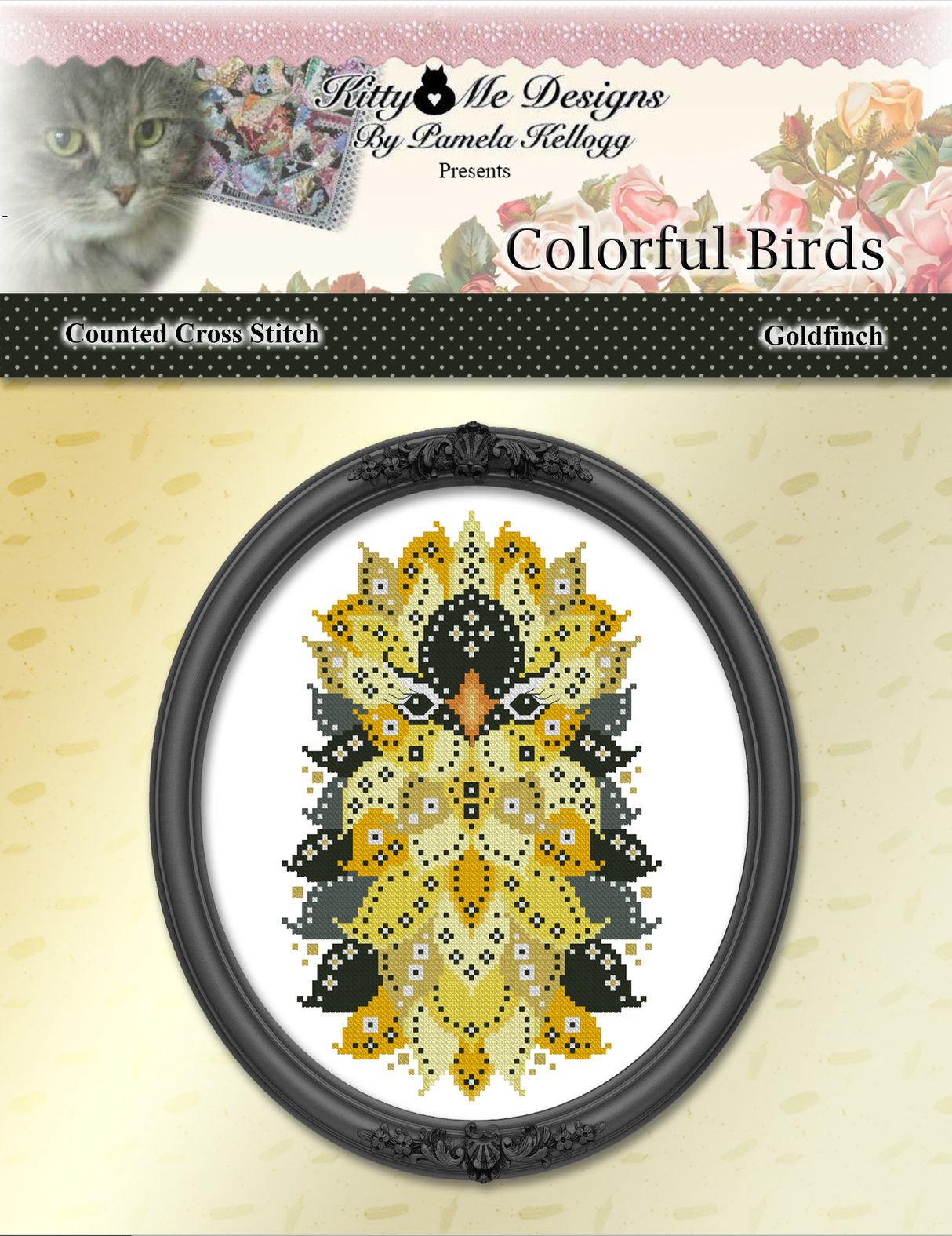 Colorful Birds Goldfinch Cross Stitch Pattern