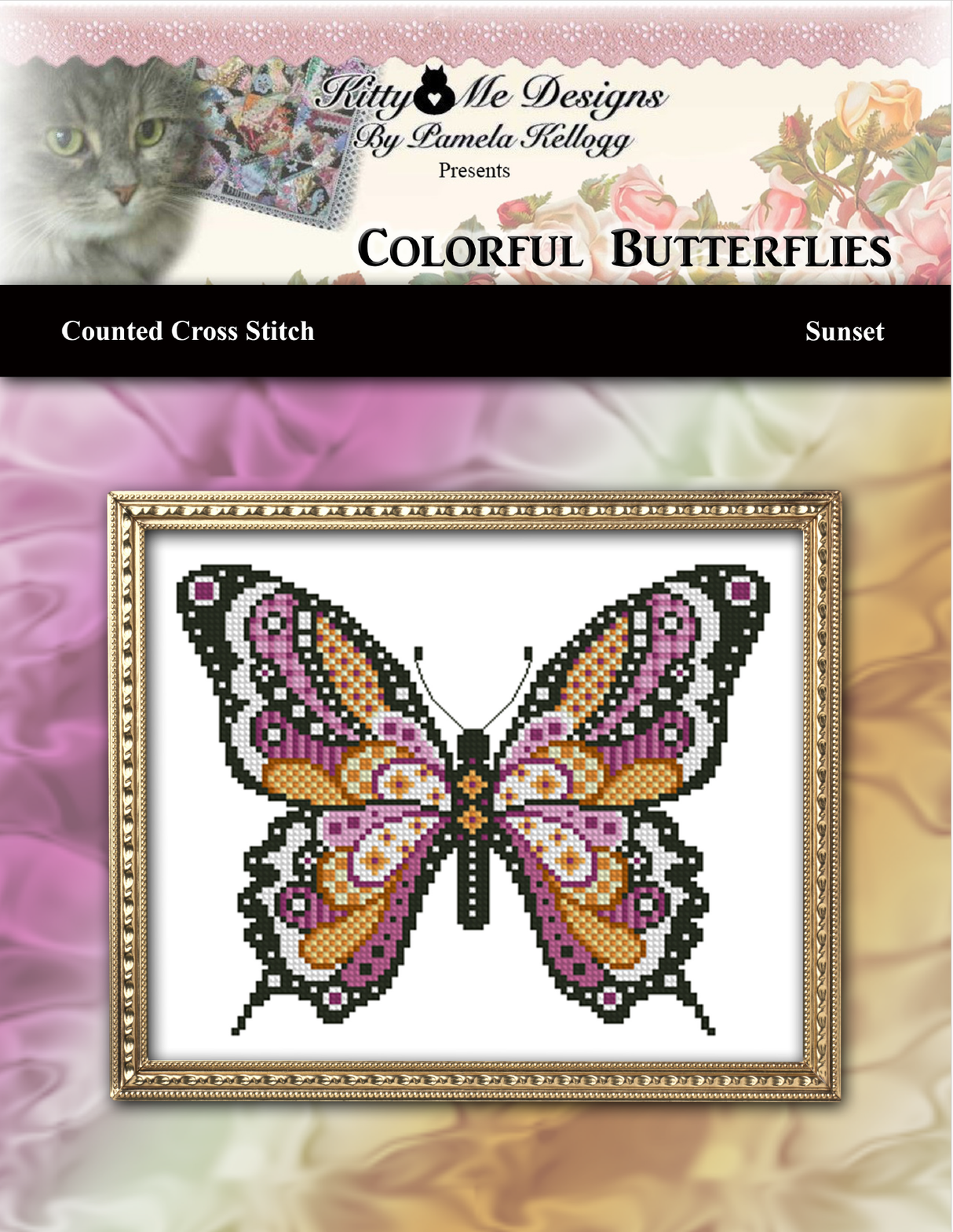 Colorful Butterflies Sunset Cross Stitch Pattern