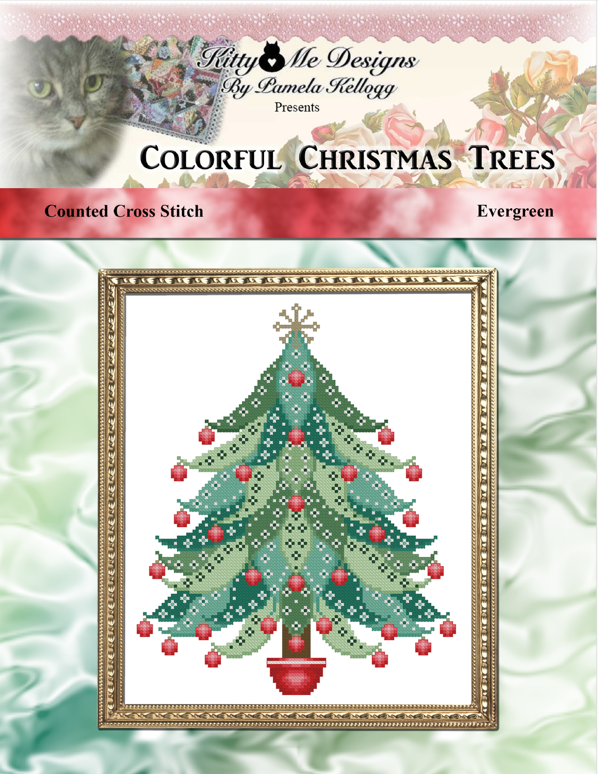 Colorful Christmas Trees Evergreen Cross Stitch Pattern