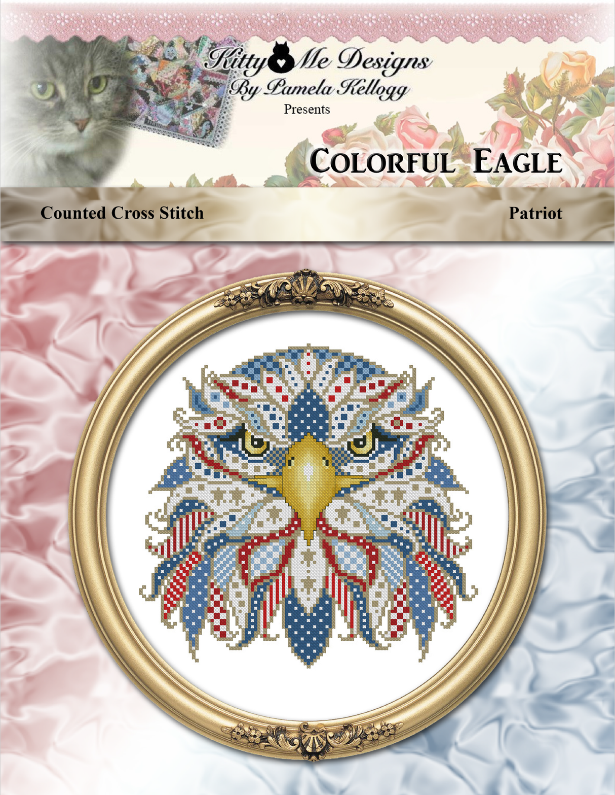 Colorful Eagle Patriot Cross Stitch Pattern
