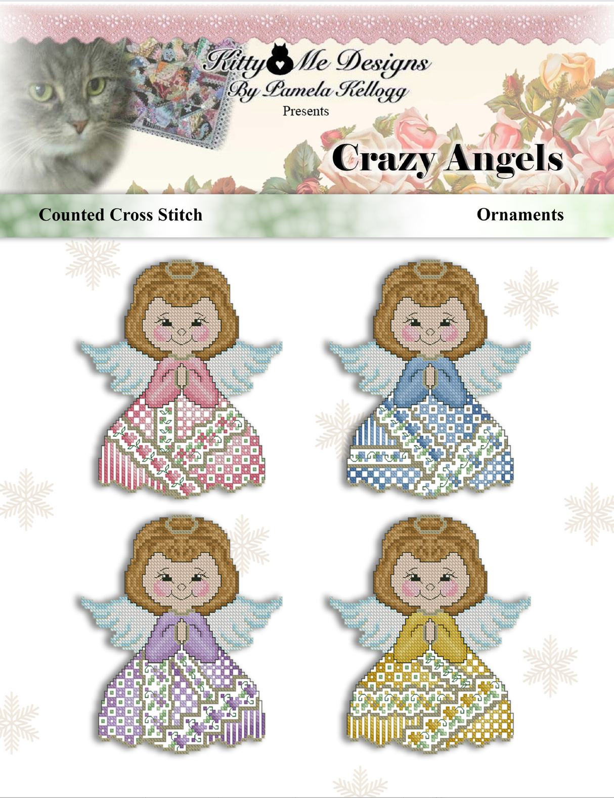 Crazy Angels Ornaments Cross Stitch Pattern