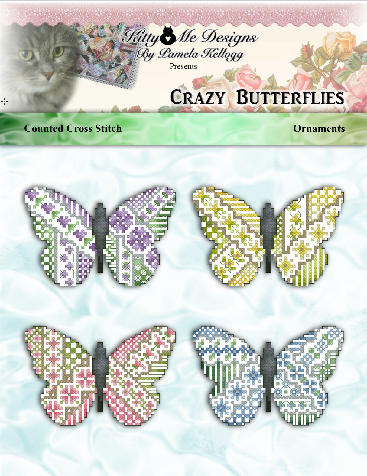 Crazy Butterflies Ornaments Cross Stitch Pattern