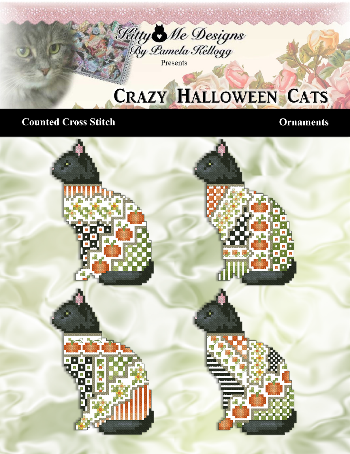 Crazy Halloween Cats Cross Stitch Pattern