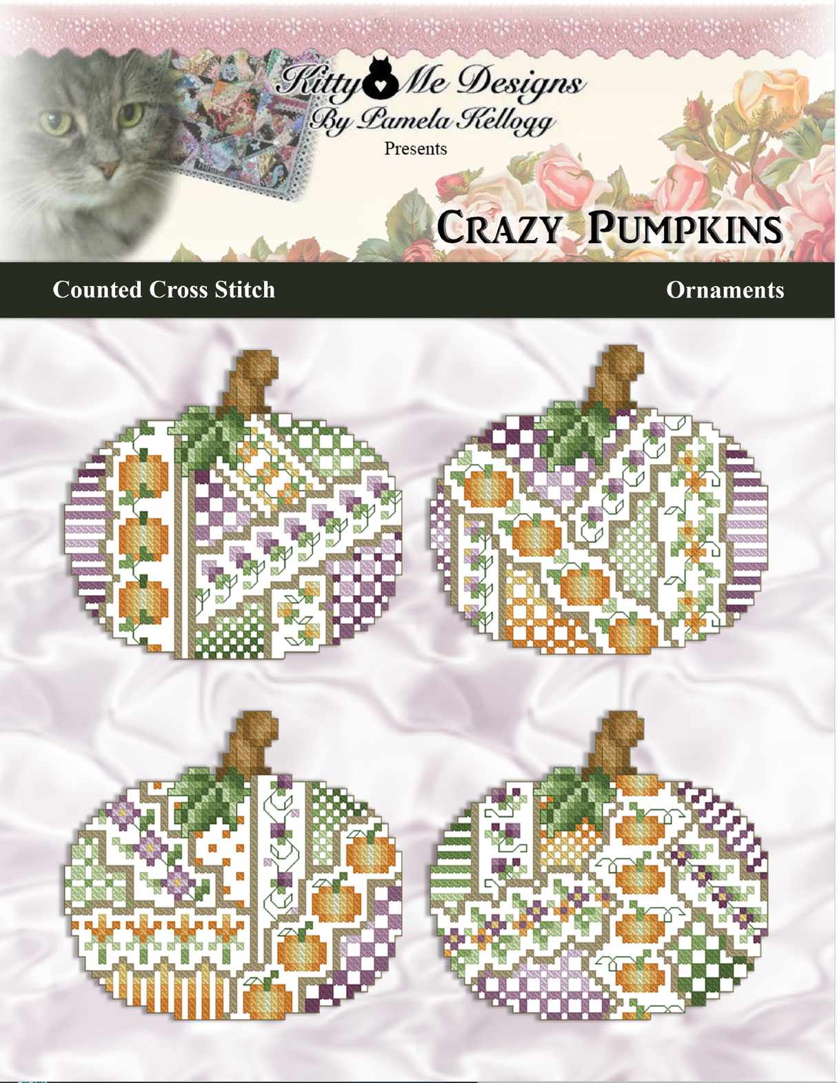 Crazy Pumpkin Ornaments Cross Stitch Pattern