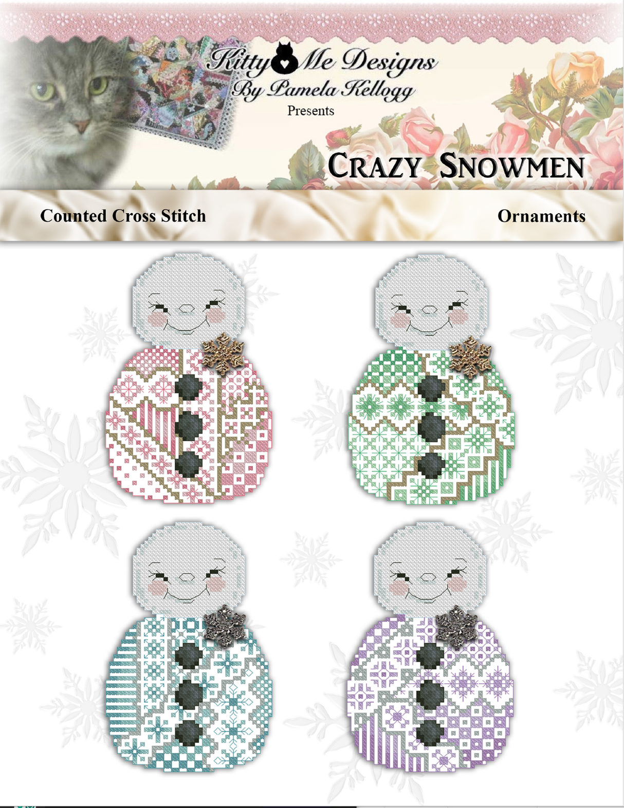 Crazy Snowmen Cross Stitch Pattern