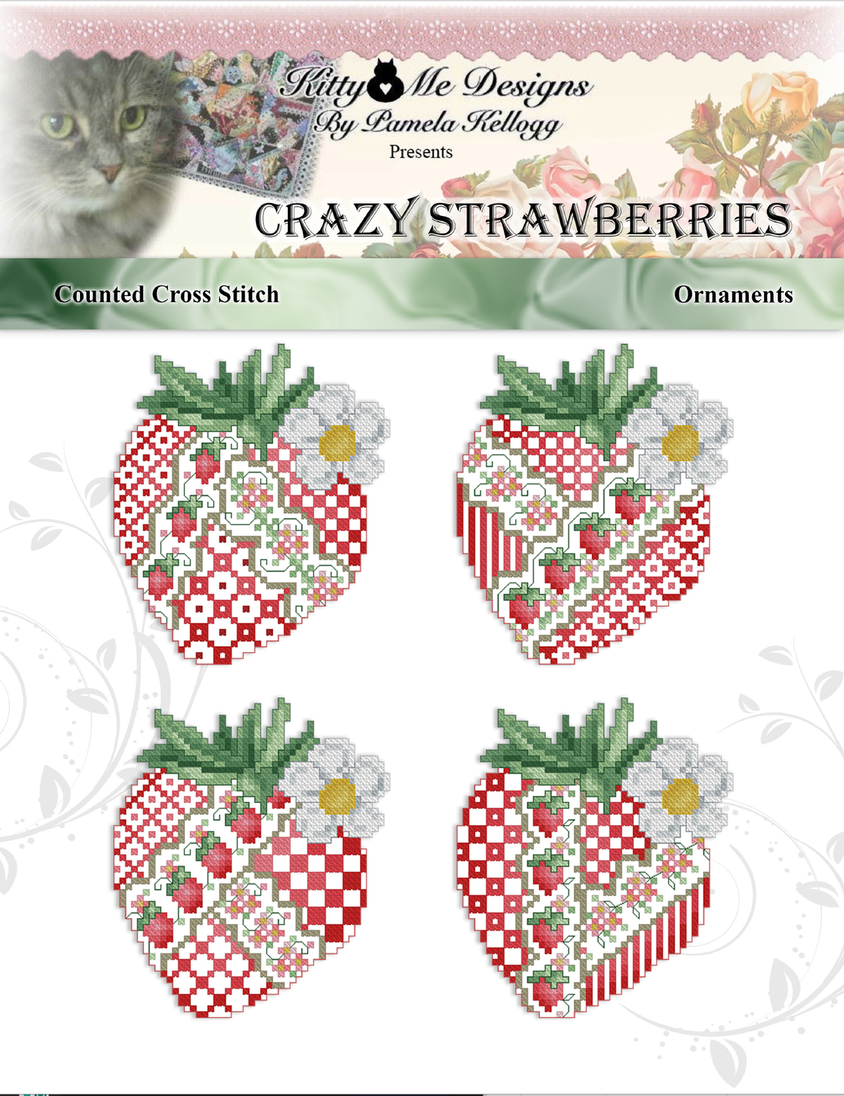 Crazy Strawberries Cross Stitch Pattern