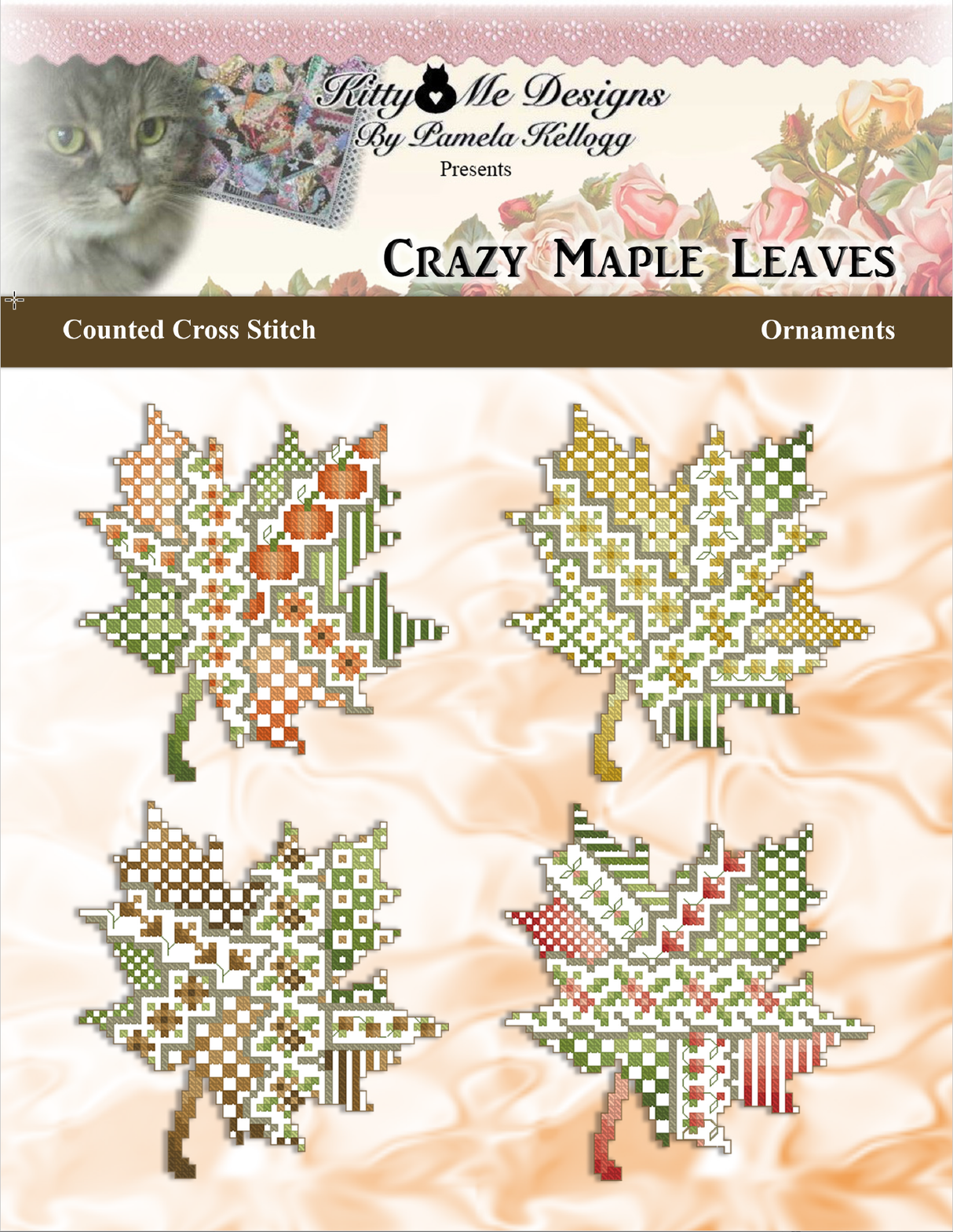 Crazy Maple Leaves Cross Stitch Pattern