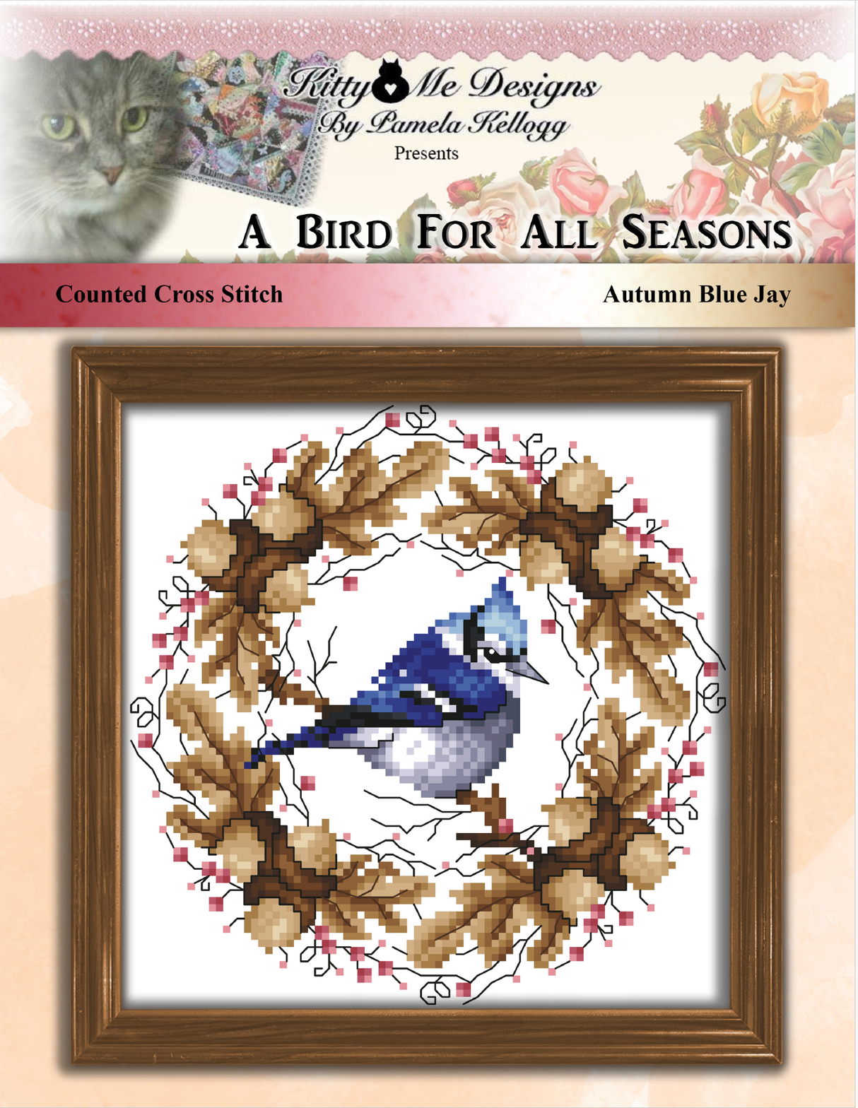 A Bird For All Seasons Autumn Blue Jay Cross Stitch Pattern