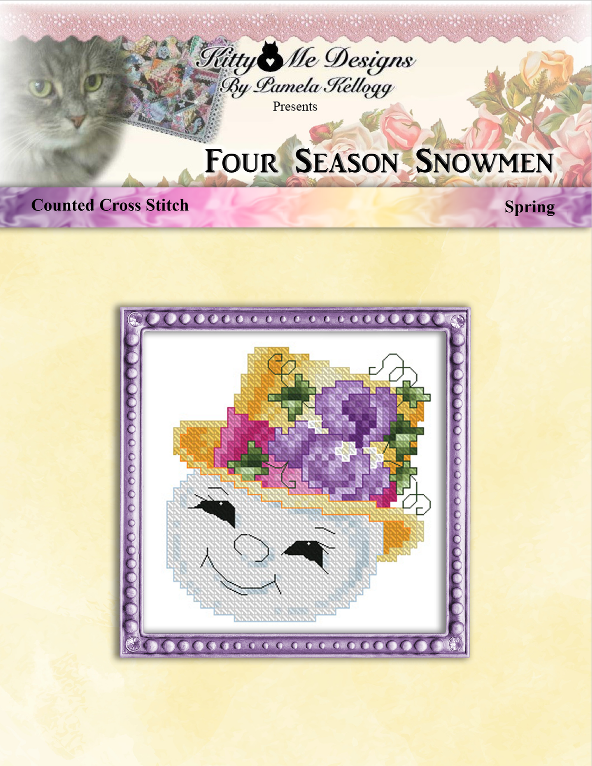 Four Seasons Snowmen Spring Cross Stitch Pattern