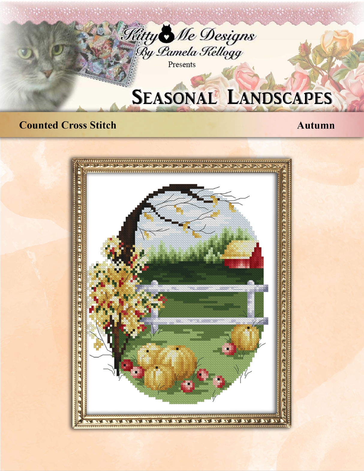 Seasonal Landscape Autumn Cross Stitch Pattern