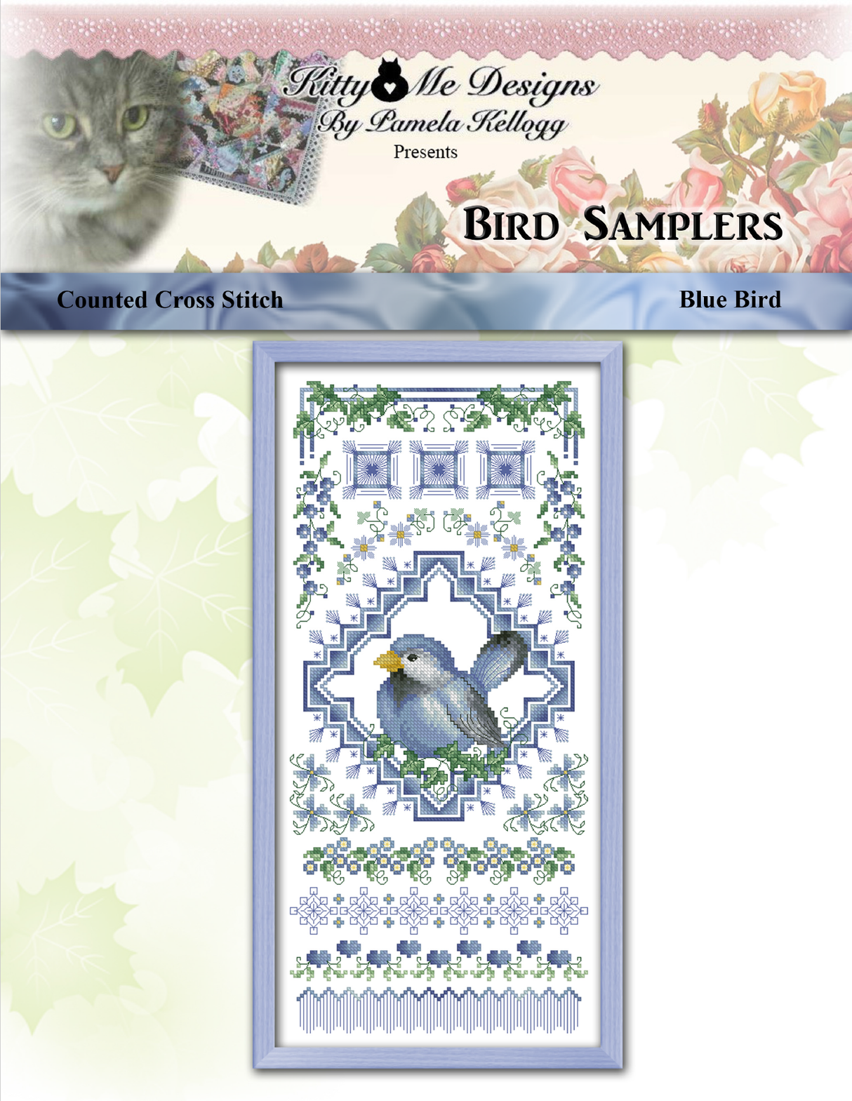 Bird Samplers Blue Bird Cross Stitch Pattern