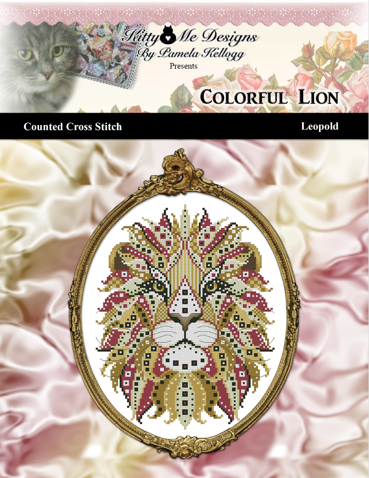 Colorful Lion Leopold Cross Stitch Pattern