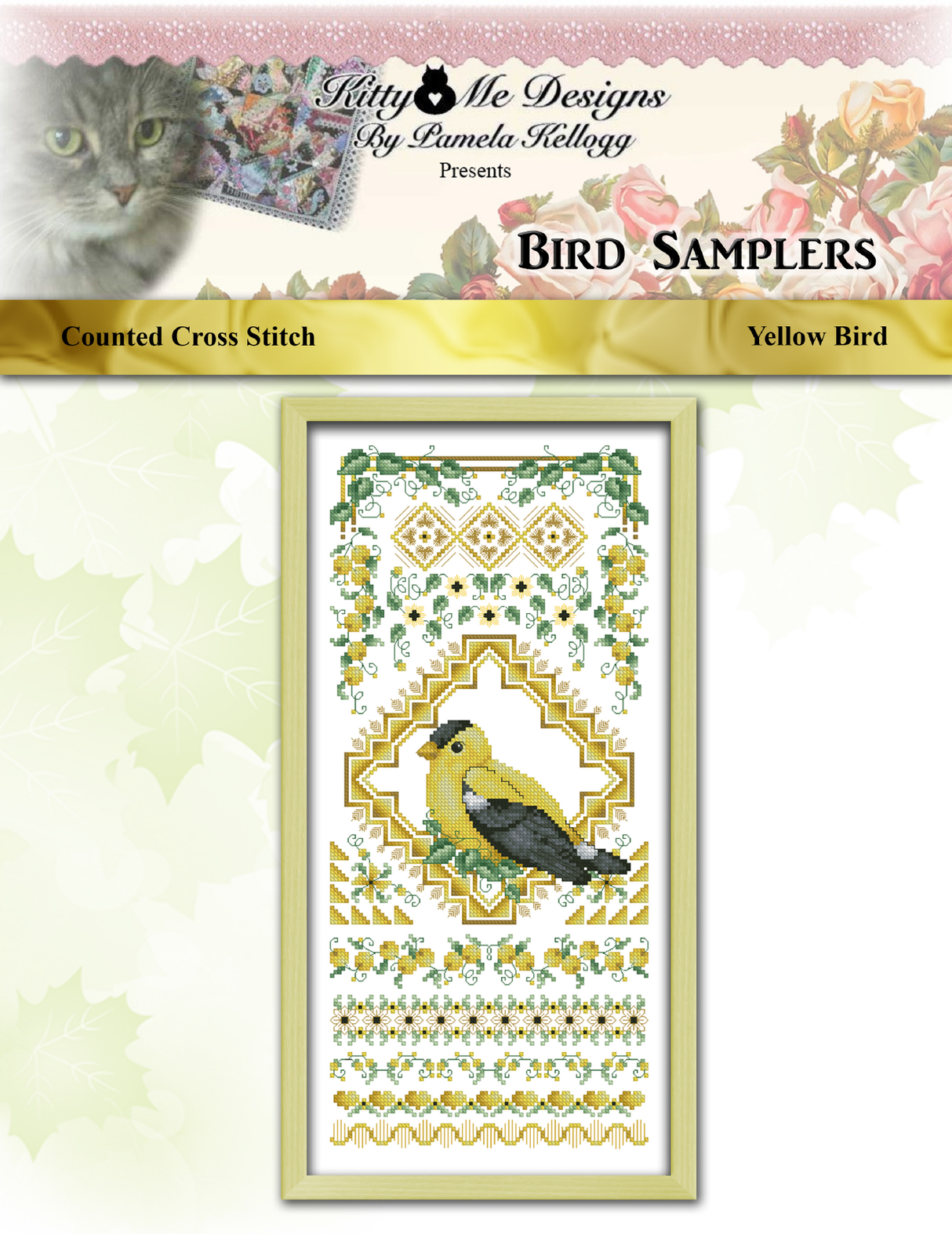 Yellow Bird Sampler Cross Stitch Pattern