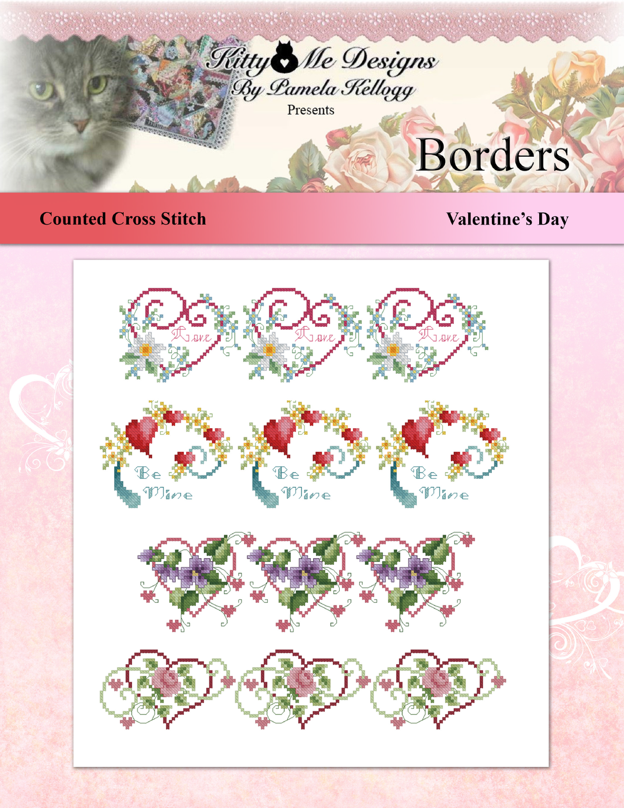 Valentines Day Borders Cross Stitch Pattern