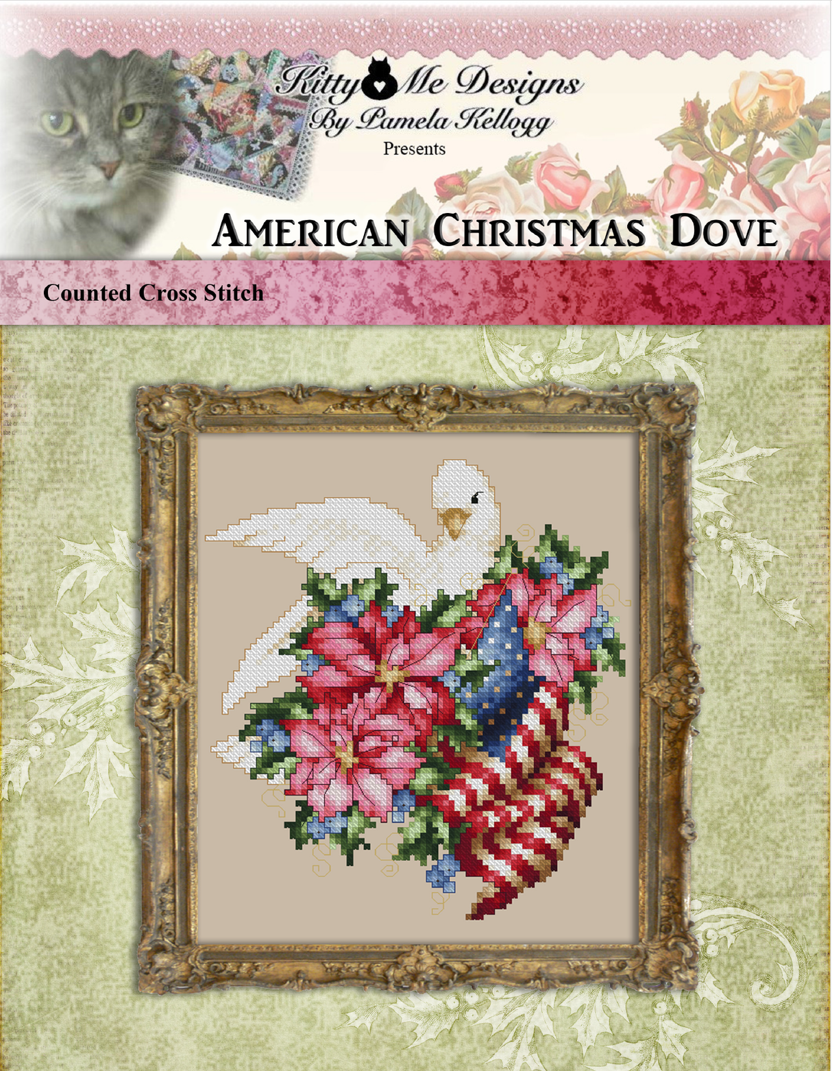 American Christmas Dove Cross Stitch Pattern