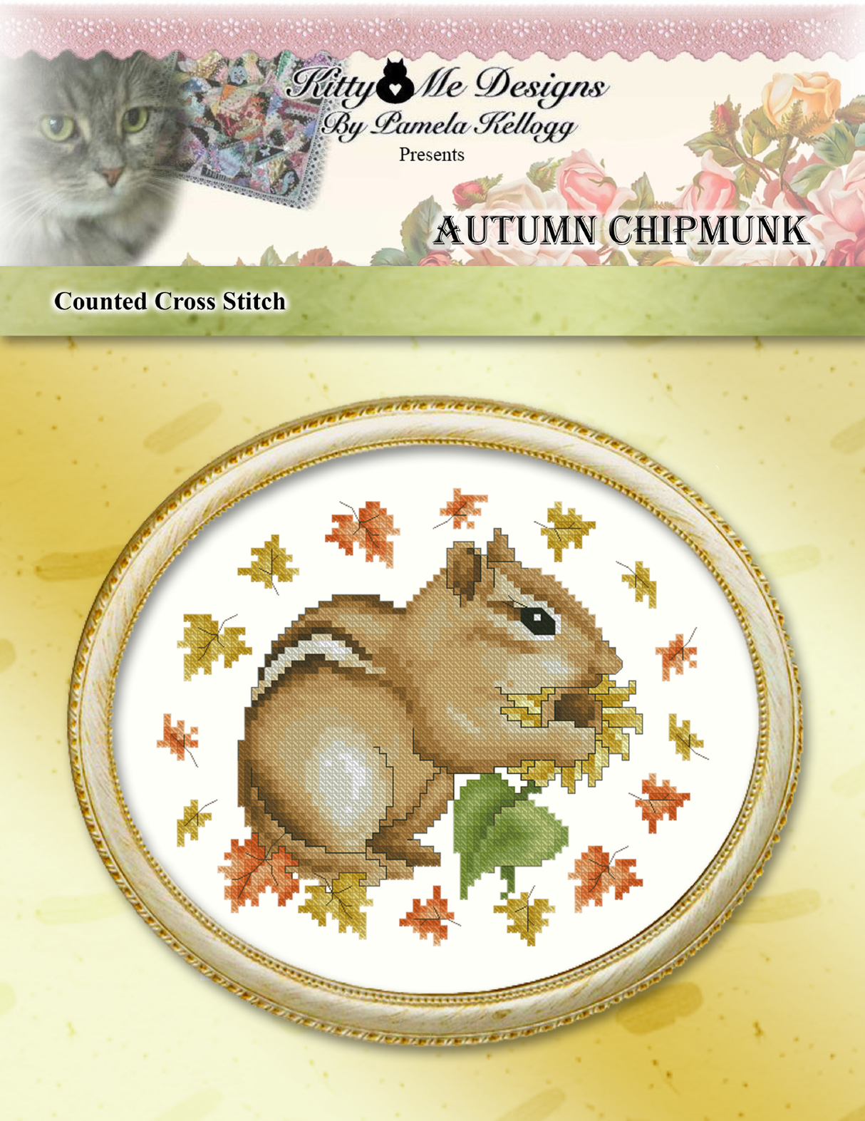 Autumn Chipmunk Cross Stitch Pattern